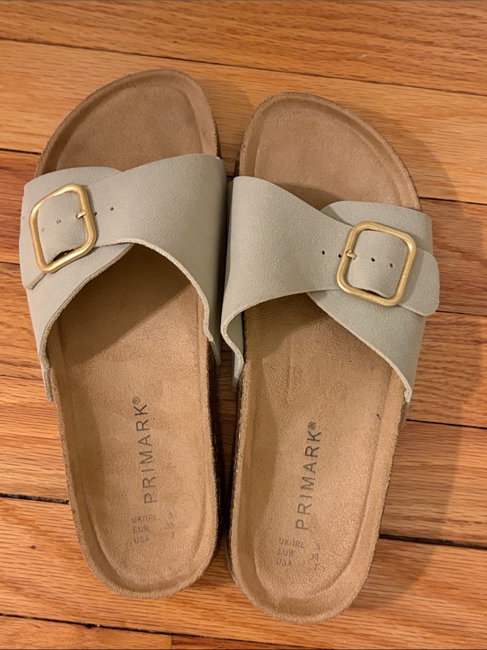 Primark Women's Light Cream Buckle Cross-Strap Slide Sandals